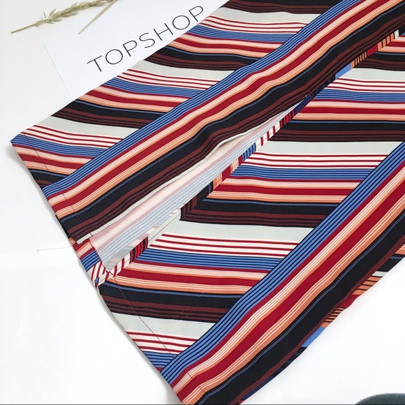 Topshop Multi color stripe front slit pencil skirt - Picture 4 of 8